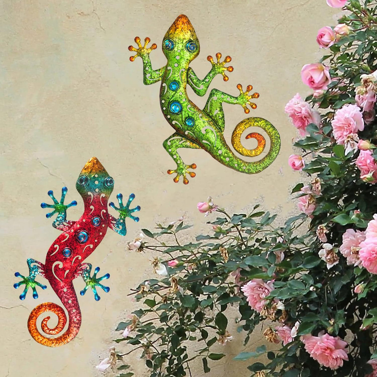 Handcrafted Metal Gecko Wall Art Set (2-Piece)