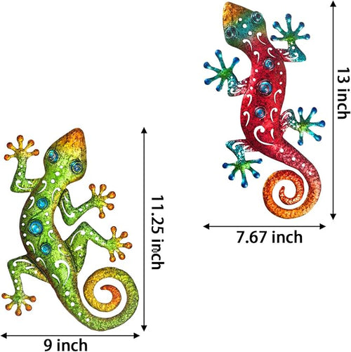 Handcrafted Metal Gecko Wall Art Set (2-Piece)